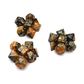 DollaTek Polyhedral Dice Set Table Games Dice 3 Sets Dice 3 x 7 (21 Pieces) Die Series D20 D12 D10 D8 D6 D4 DND dice DND RPG MTG Double Colors One Piece (Black and Yellow)