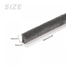 sourcing map Brush Seal Weather Stripping (1/4" x1/4" x16.4ft), Card Slot Elastic Door Brush Strip - for Sliding Sash Door Window Wardrobe Seal