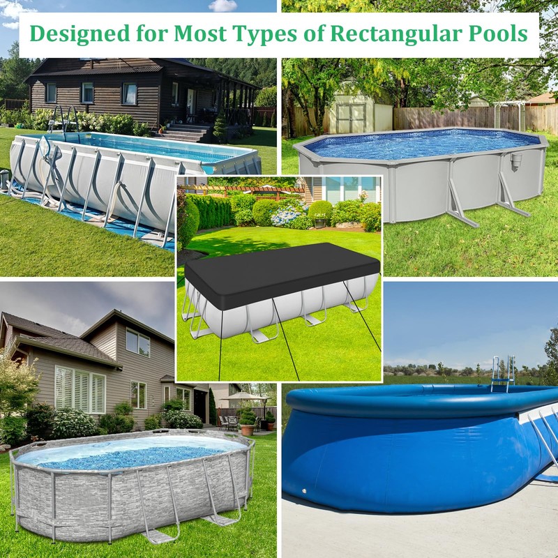 RICHIE 12-20FT Rectangular Pool Cover, Oval Solar Pool Cover for