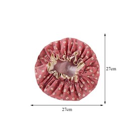 Flower Bath Caps Cotton Waterproof Elastic Band Shower Hat for Women Girl Shower Hair Protection (purplished red)