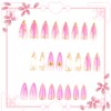 Press on Nails Almond Shaped Long Artificial Acrylic Gradient 3D
