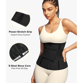Junlan Sweat Waist Trainer for Women - Sauna Waist Trimmer for Working Out(Black,Large)
