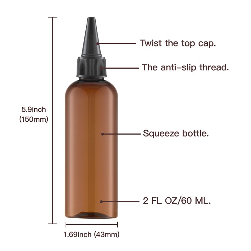 Tekson Hair Color Applicator Bottles, 5 Pack Refillable Squeeze Bottle,