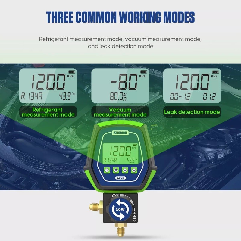 Mrcartool Refrigeration Digital Manifold Gauge HVAC System Leak Meter Pressure