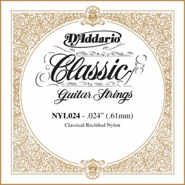 D'Addario .024 Rectified Nylon Single String for Classical Guitar