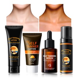 Self Tanner Lotion Set,Tanning Lotion,Tanning Cream,Tanning Drops and Tanning Mousse,Gradual Tanning Lotion,Sunless Browning Tanner Kit for Men and Women (4 PCS)