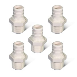 Supply Giant QQNB3412-5 Plastic Poly Alloy Adapter PEX x MPT Barb Pipe Fitting 3/4'' x 1/2'' White (5 Pack)