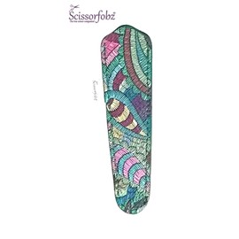 SCISSORFOBZ Designer Scissors Sheaths Shears Protective Covers-For Small Embroidery Scissors - Green Multicolor Paisley Design-#SS-295