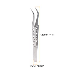 sourcing map 2pcs Precision Tweezers 122mm Elbow Pointed Hollow Anti-Slip Stainless Steel Craft Professional Tweezer for Replace Precision Parts Technology Industrial Electronics