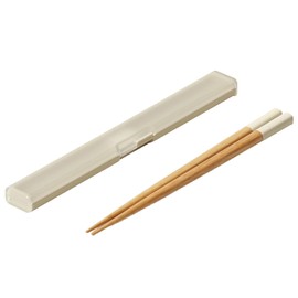 Ansio HS-18 Anti-Bacterial Chopsticks, 7.1 inches (18 cm), Slim Chopsticks Case Set, Natural Wood, Sand, Beige, Dishwasher Safe, Made in Japan