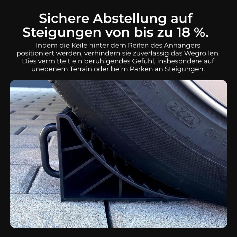 2 x Wheel Chock with Handle 15 x 10 cm