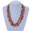 Avalaya 3 Strand Brick Red/Mustard Brown Shell Nugget and Nude