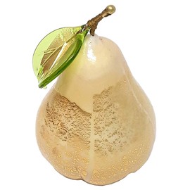 Murano Glass Hand Blown Ivory Pear - Handmade Italian Glass, 3"