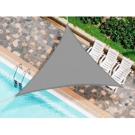 Hitopin 1 x Triangle Parasol Canopy, Triangular Sun Shade, Waterproof Sun Protection, Awning Sun Protection, with UV Protection for Garden, Patio, Camping (Grey, 2 x 2 x 2 m)