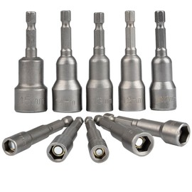 TIMESETL 6-15mm Magnetic Nut Setter Driver Drill Bit Set 1/4 inch Hex Shank Quick Change Metric Nut Driver Set - 10pcs