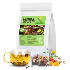 Dandelion Wolfberry Tea Organic, Chinese Traditional Seven Natural Herbs Formula Blend Support Kidney & Liver Health Dandelion Root Tea Bags (1 Pack/12 Bags)
