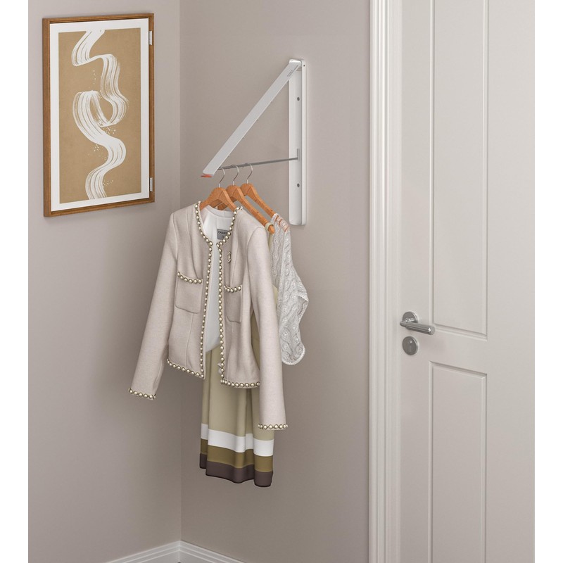 Dr.DJ Clothes Drying Rack with Rod, Wall-Mounted Retractable & Foldable