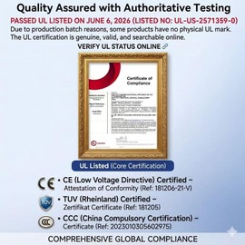 UL Listed 15 Amp Momentary Push Button Switch 16mm 5/8" Waterproof IP67 110V-120V 1NO SPST with Red LED Light 304-Stainless Steel On Off with Wire Socket