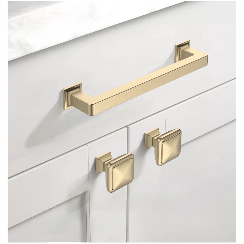 Asidrama 6 Pack 5 Inch(128mm) Brushed Brass Kitchen Cabinet Handles,