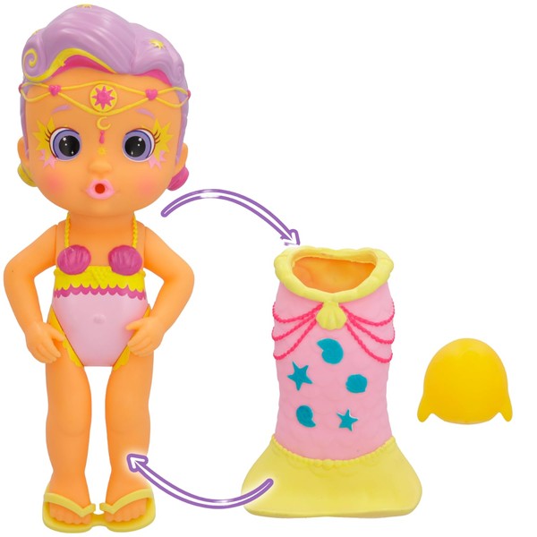BLOOPIES Mermaid Magic Tails Audrey I Mermaid Doll with Removable Tail Fin and Water Friend; Splash Water and Make Bubbles | Bathing Fun for Children from 18 Months