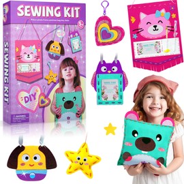 Sewing Kit for Children - Sewing Kit Children for Craft Beginners, DIY Art Craft Creative Craft Set Children's Craft Set, Felt Sewing Kits Includes 6 Simple Projects for Sewing, Embroidery, Gift for