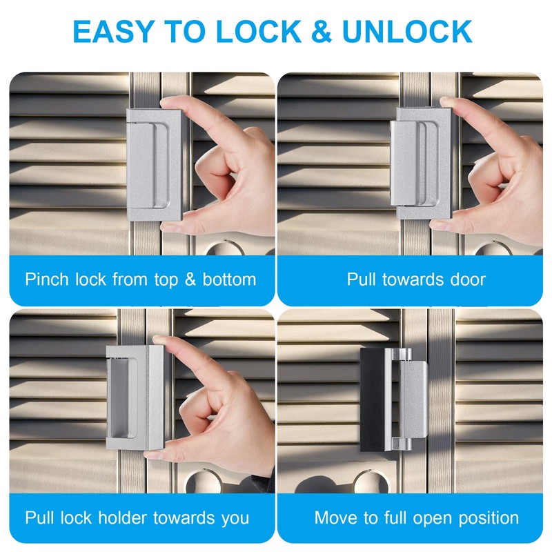 GreaTalent 3Pack Home Security Door Reinforcement Lock, Childproof Door Lock