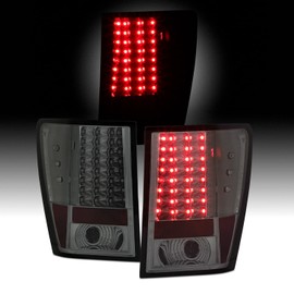 AKKON - For 07-10 Jeep Grand Cherokee SUV Red Clear LED Tail Lights Brake Lamps Replacement Pair Left + Right