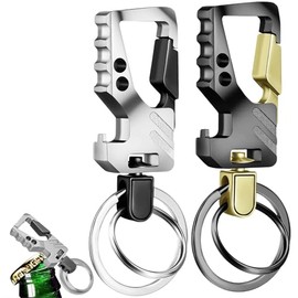 2 Piezas Llaveros de Servicio Pesado con Abridor de Botellas Paquete, Diseño Giratorio Completo de 360 Grados.Llaveros de Coches, para Mantener Sus Llaves Organizadas (2)