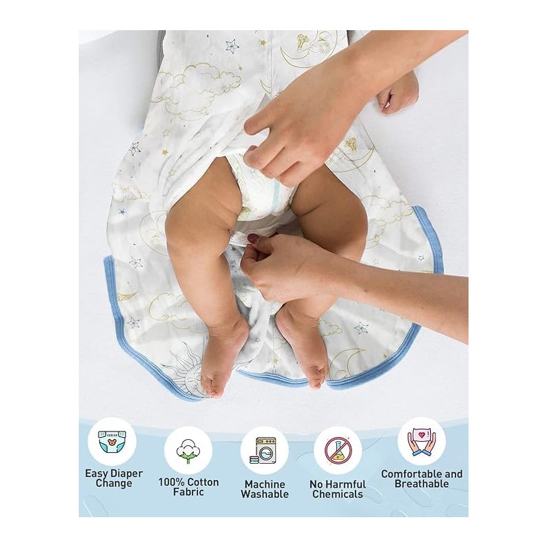 MOXTOYU Baby Sleep Bag, 100% Cotton Newborn Sleep Bag for