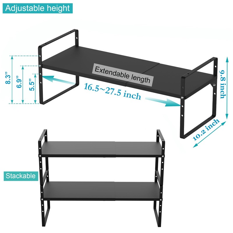 iPEGTOP Expandable Cabinet Storage Shelf Organizer Rack, Heavy Duty Steel