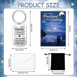 HOWAF Husband Birthday Card, Happy Birthday Card Husband, Birthday Card for Husband, Birthday Cards Husband Keyring Engraved for Husband Gifts, Husband Birthday Gifts, Birthday Gifts for Husband