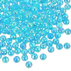 PATIKIL 8 mm Acrylic Round Beads, 200 Pcs AB Colors Round Clear Beads Craft Bead with Hole for Earring Bracelet Necklace Key Chains, Light Blue