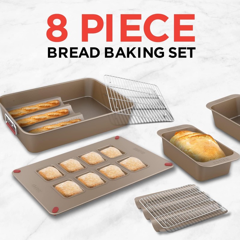 Elbee Home 8-Piece Nonstick Space Saving Bread Baking Pan Set
