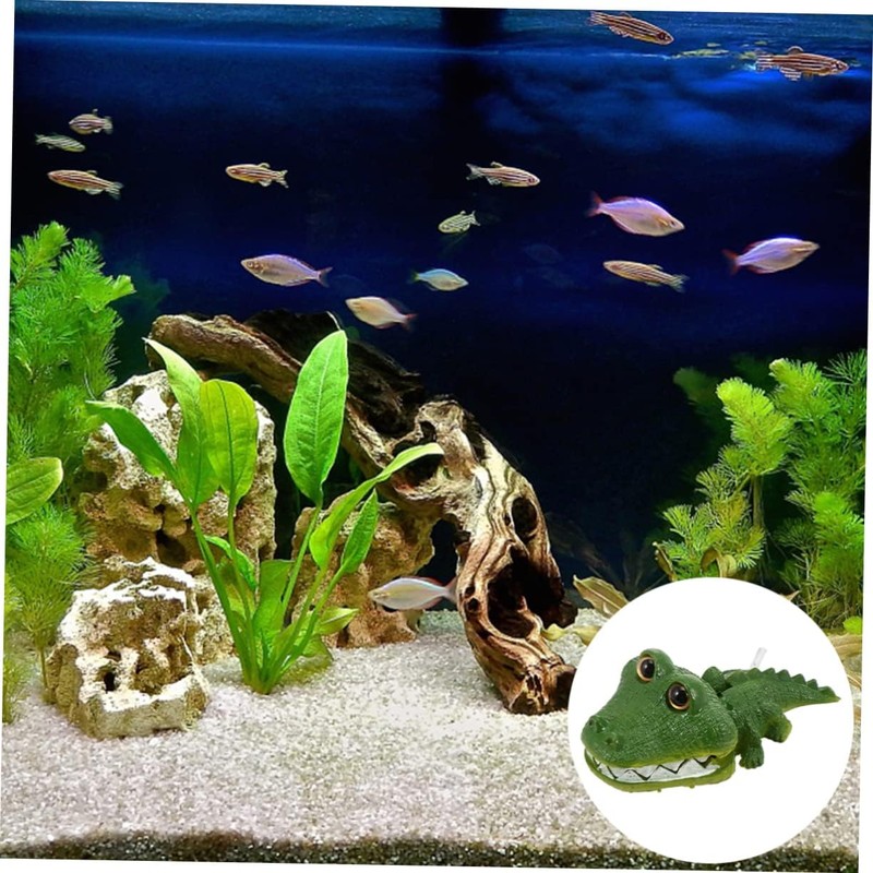 NOLITOY Bubbling Aquarium Decor Creative Alligator Ornament for Fish Tank