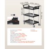 300 Lbs Load Capacity 3-tier Utility Plastic Cart 24.4 X