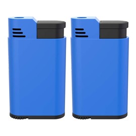 Palio Torcia Single Jet Flame Lighter, Refillable, Adjustable Torch Flame, Wind Resistant, Simple, Functional, Pocket Size, Durable Metal Body, Blue, Pack of 2