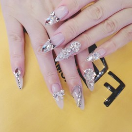 ⭐️ Gorgeous handmade nail tips ✨ - Long Round Square / ⭐️ 화려한 수제네일팁 ✨ - 롱라운드스퀘어