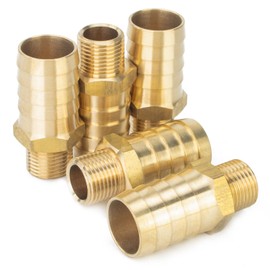 Generic Brass Barbed Fitting Coupler / Connector 1/2" Male BSPT x 1"(25mm)Hose Barb Fuel Gas Water (Pack of 5)