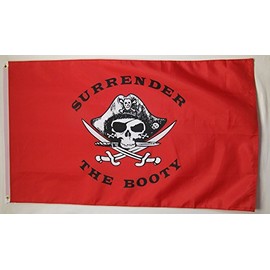 Complete Steel Powered Coated Flag Pole With Hardware & 3' X 5' Surrender The Booty Pirate Flag