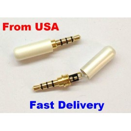 generic 5-PACK High-Quality 3.5mm 1/8" Stereo TRRS 4-Pole Male Plug Connector, White USA