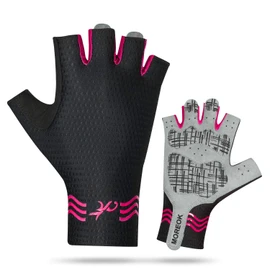 MOREOK Full Finger Winter Ski Thermal Reflective Stripe Cycling Gloves Touch Screen & Slicon Pading Motorcycle Bicycle Bike Sport Warm Gloves Outdoor Driving Men/Women (020FBlack, XS)