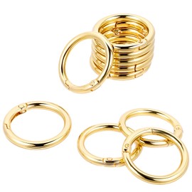 Ymapinc Gold Carabiner Round, Pack of 10 Metal Key Ring Gold Small O-Ring Key Ring 25 mm Carabiner Hook Round Carabiner Ring Spring Split Rings for DIY Crafts Bag Jewellery