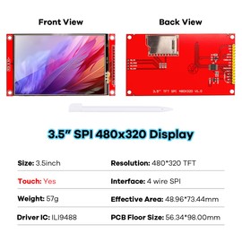 LAFVIN 3.5 Inch TFT LCD Touch Display Shield Module 480 x 320 SPI Serial ILI9488 with Touch Pen Compatible with Arduino