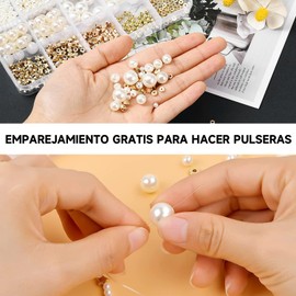 MECOS Cuentas Espaciadoras, 827 Piezas Cuentas De Cristal Redondas Perlas Para Manualidades, Con Cuentas Espaciadoras Doradas De 5 Formas Para Hacer Joyas, Aretes, Bisutería Pulsera DIY Manualidades