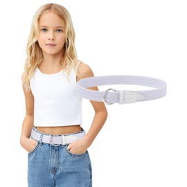 AWAYTR Girls Stretch Braided Belt - Kids Golf Softball Belt for Girls Aged 3-18 Years (80cm,White)