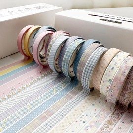 20 Rollos Juego de Cinta Washi, Cinta Decorativa de Color y Papel, Cinta Washi Decorativa con Diseño Floral, Washi Tape para Álbumes de Recortes, Embalaje de Regalo, Manualidades Diarios （kawaii）