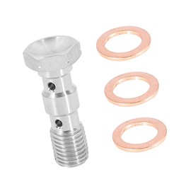 A ABSOPRO 1 Set M10x1.25 Metric Thread Double Banjo Bolt Brake Fitting Adapter with Washers for Motorcycle Car Item Replacement