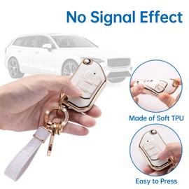 CACARLIKE for Jeep Key Fob Cover Keychain, Car Key Fob Case Compatible with 2018 2019 2020 2021 2022 Jeep Wrangler Gladiator JL JLU Rubicon Smart Protector