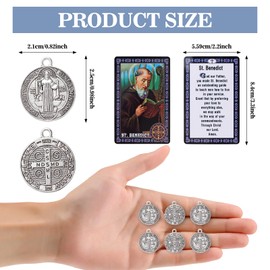 Brilucky 10 Pcs St Benedict Medals,Catholic Saint Benedict Medal for Jewelry Pendant Rosary Parts Making Supplies,Religious Metal Charm Medalla De San Benito