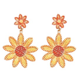 Hying Fall Earrings for Women, Thanksgiving Beaded Dangle Earrings Orange Sunflowers Pendant Earring Autumn Harvest Fashion Jewelry Gift Earrings for Thanksgiving Day Jewelry Gift Party Favors